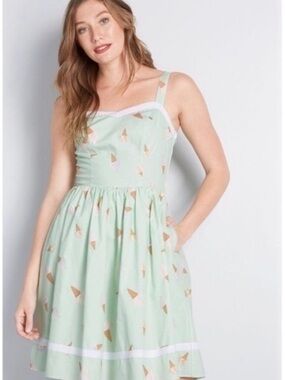 Bea & Dot mint ice cream cone dress size small/ please read description